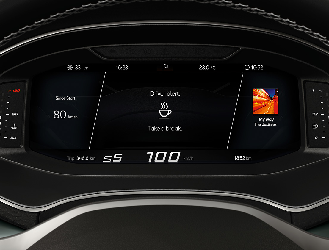 SEAT Arona Xperience tiredness recognitions system on digital cockpit