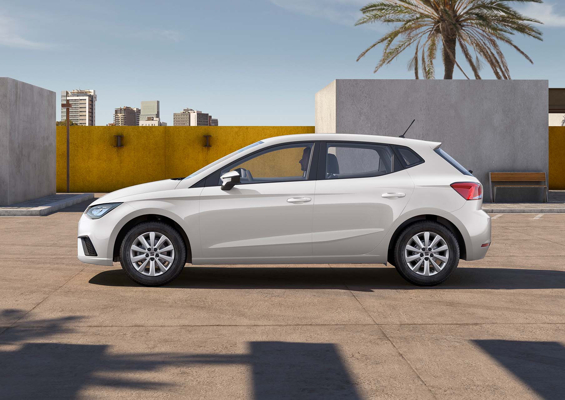 seat ibiza reference colour candy white parked profile view