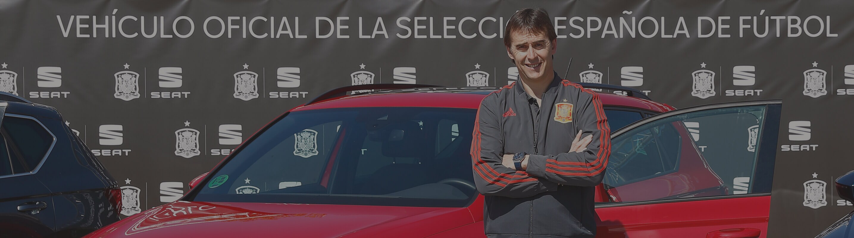 Lopetegui national Spanish team trainer posing with a SEAT Ateca - SEAT Sponsors Spanish National Football Team