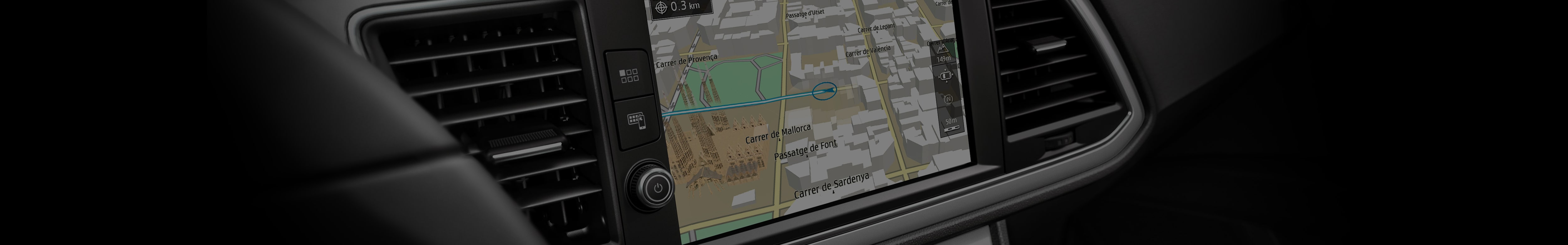 SEAT Navi System car map updates - generic map view dashboard orange outline 