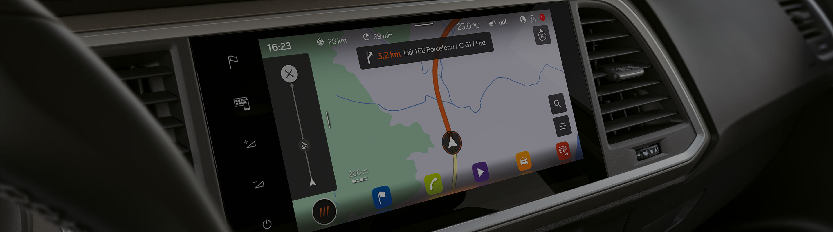 SEAT Navi System car map updates – generic map view dashboard orange outline