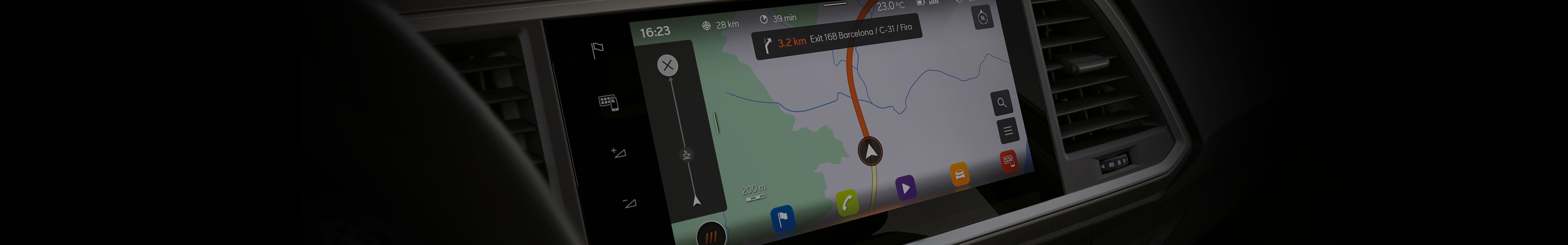 SEAT Navi System car map updates – generic map view dashboard orange outline