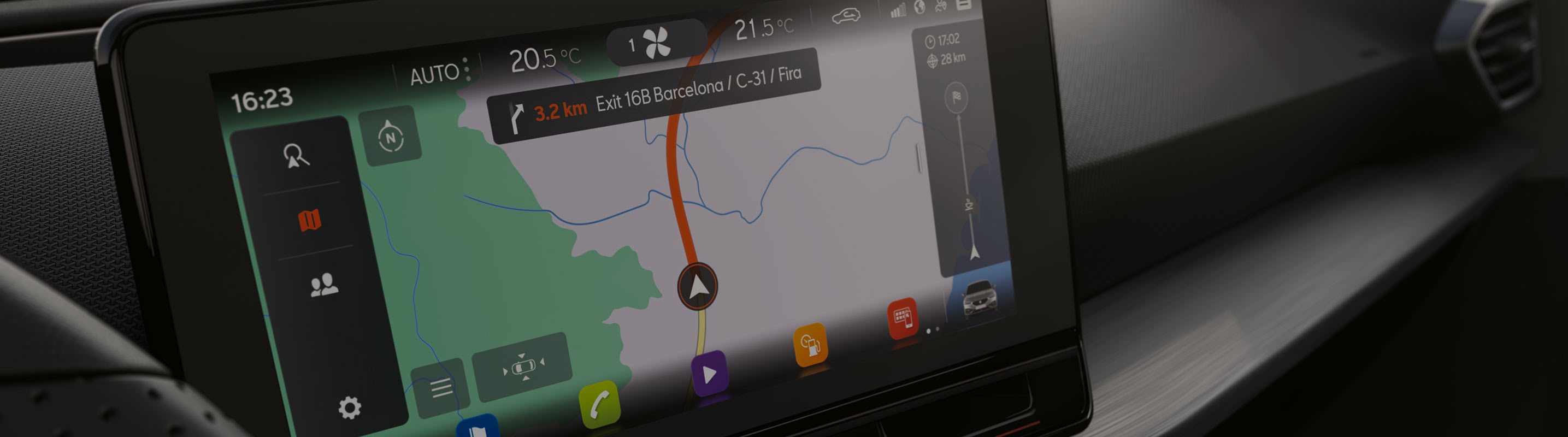 SEAT Navi System car map updates – generic map view dashboard orange outline
