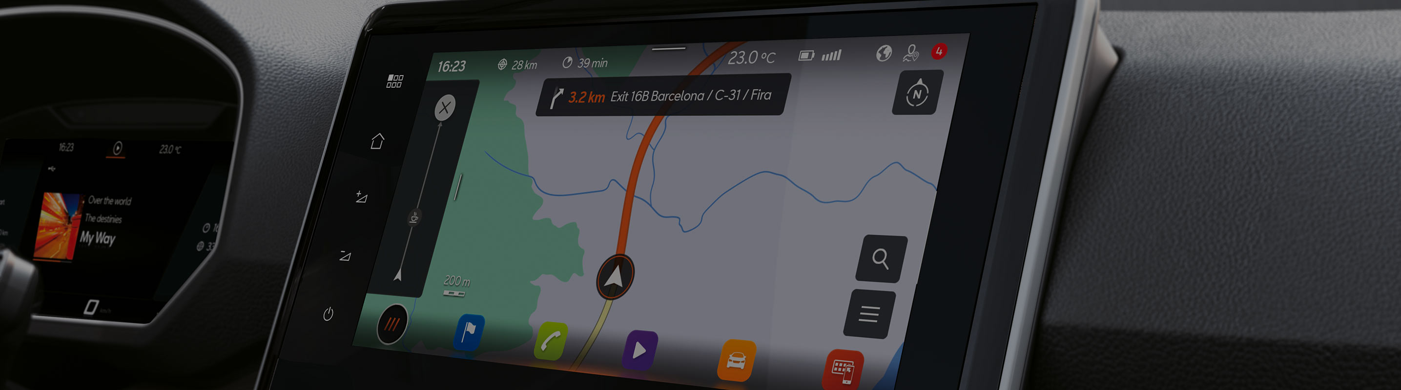 SEAT Navi System car map updates – generic map view dashboard orange outline